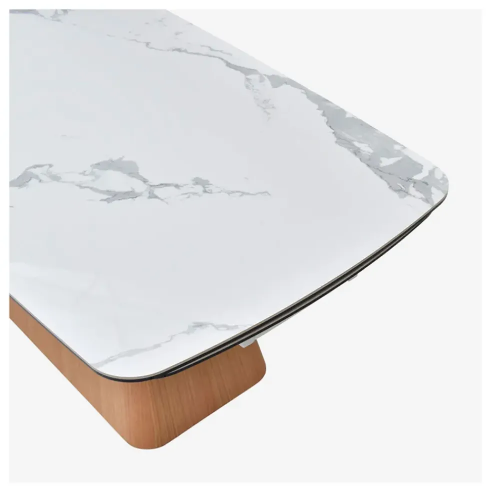Table extensible en verre et céramique blanc l180-260cm - Linka