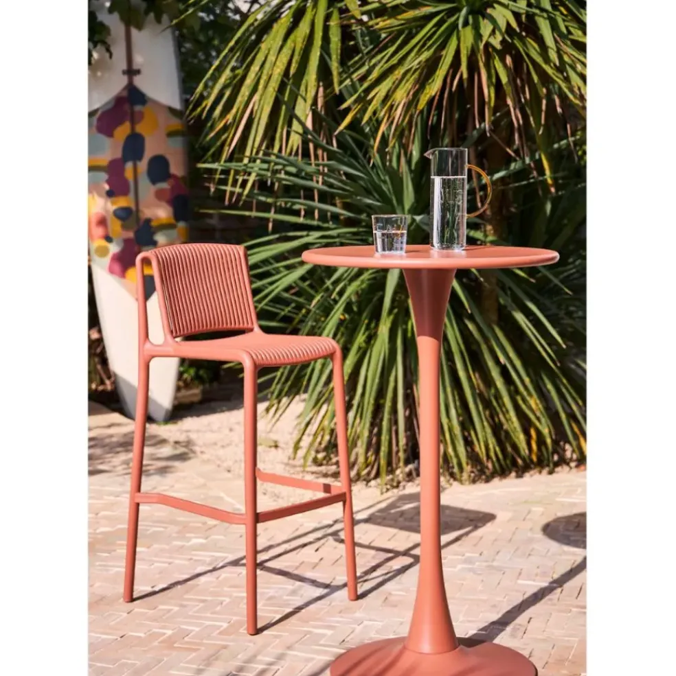 Table haute en fer terracotta d60cm - Lumi