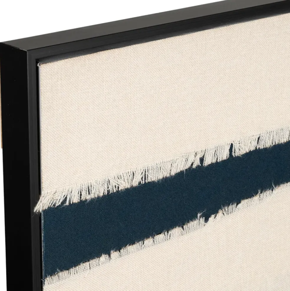 Tableau en toile encadré abstrait écru indigo et noir 83x123cm - Gallery