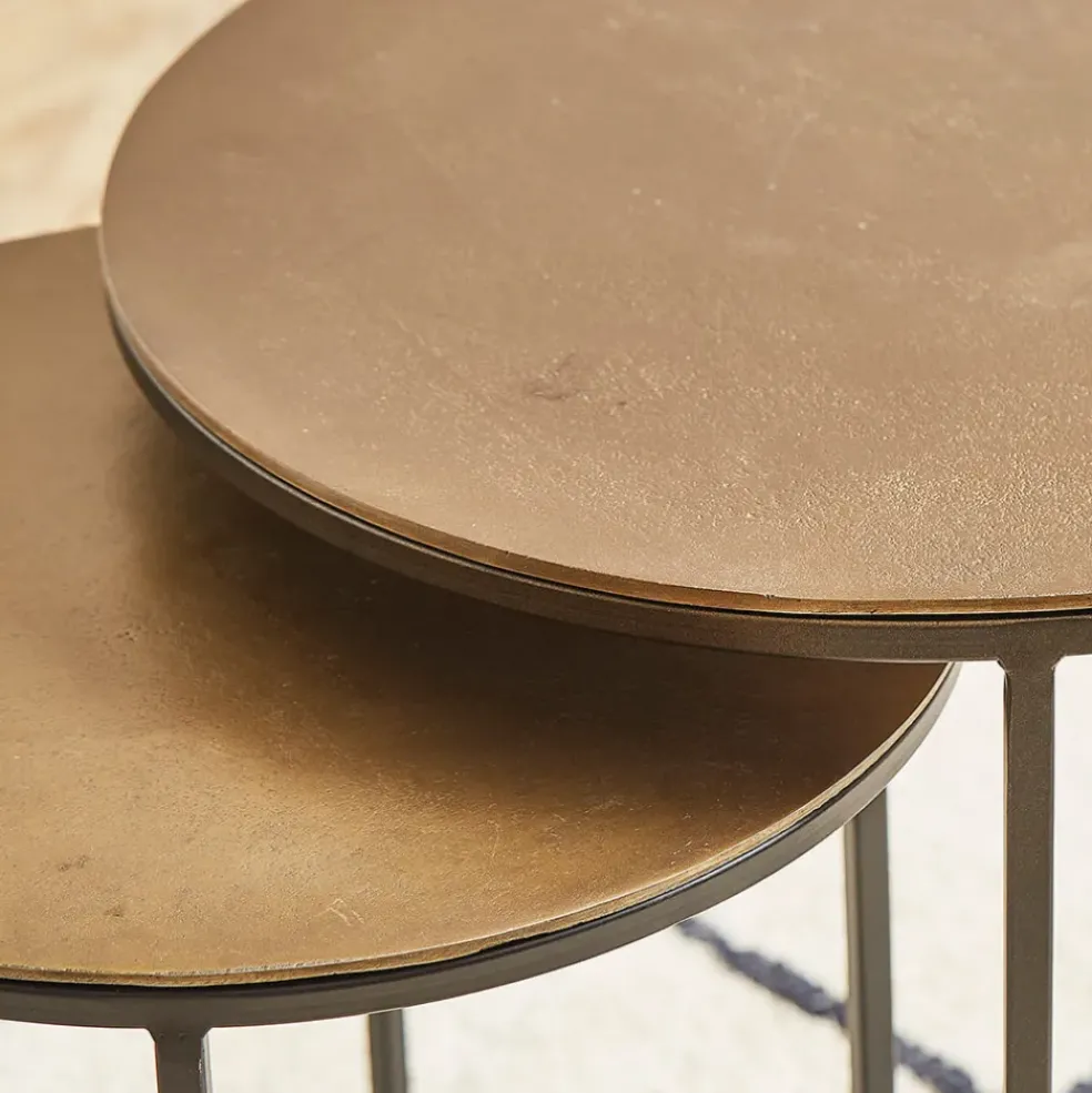 Tables d'appoint gigogne (x2) en fer doré - Felia