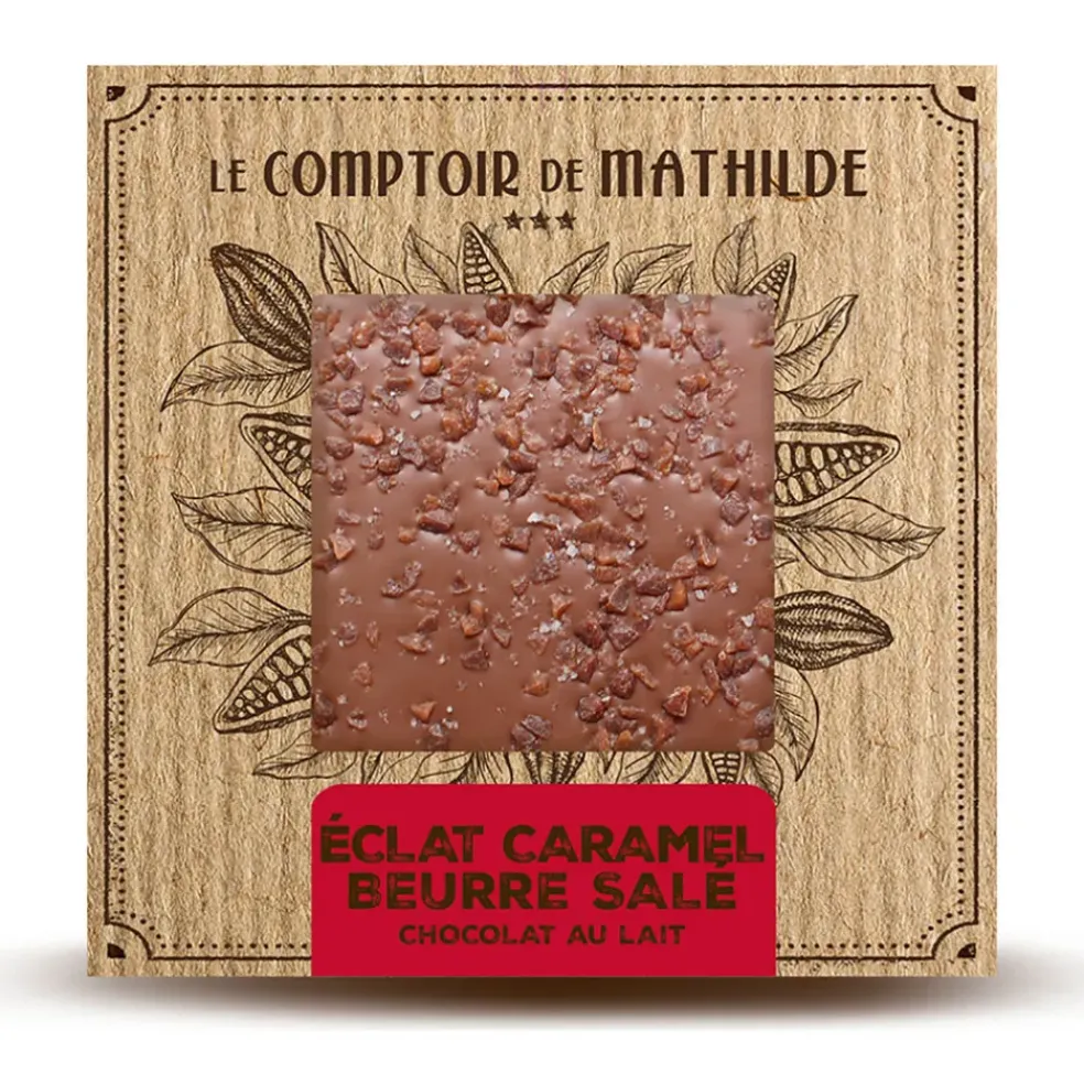 Tablette chocolat au lait éclat caramel et beurre sale - 80g