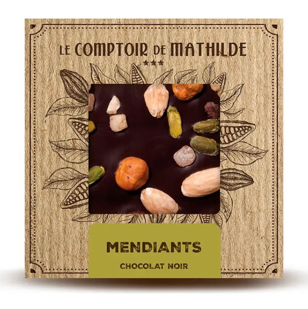 Tablette chocolat noir mendiants 80g