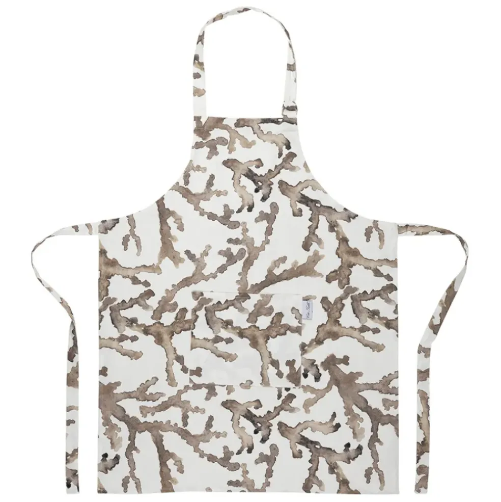 Tablier en coton blanc et marron - Estran