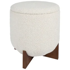 Tabouret coffre en tissu et pin blanc - Alpinia