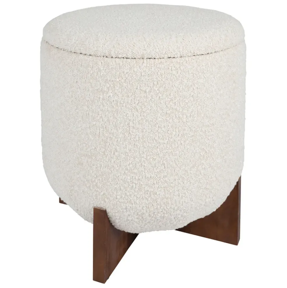 Tabouret coffre en tissu et pin blanc - Alpinia