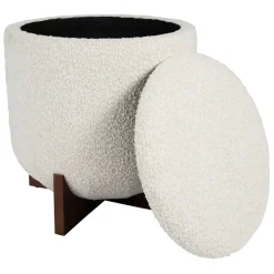 Tabouret coffre en tissu et pin blanc - Alpinia