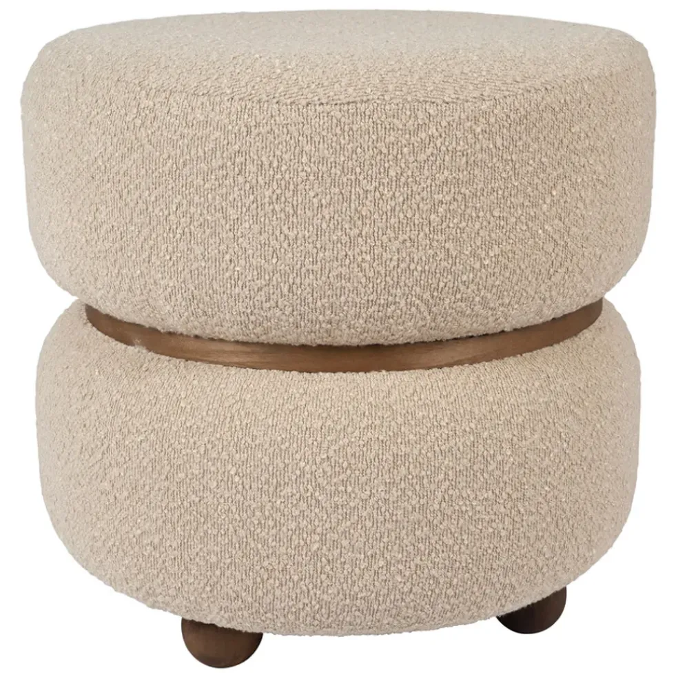 Tabouret en tissu et pin beige - Alpinia