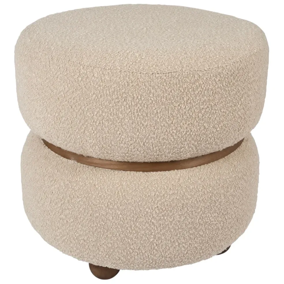 Tabouret en tissu et pin beige - Alpinia