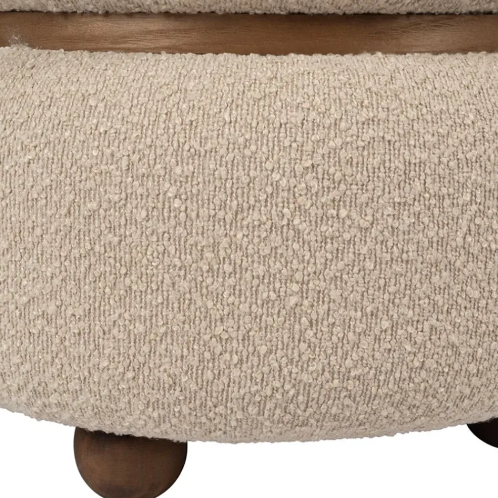 Tabouret en tissu et pin beige - Alpinia