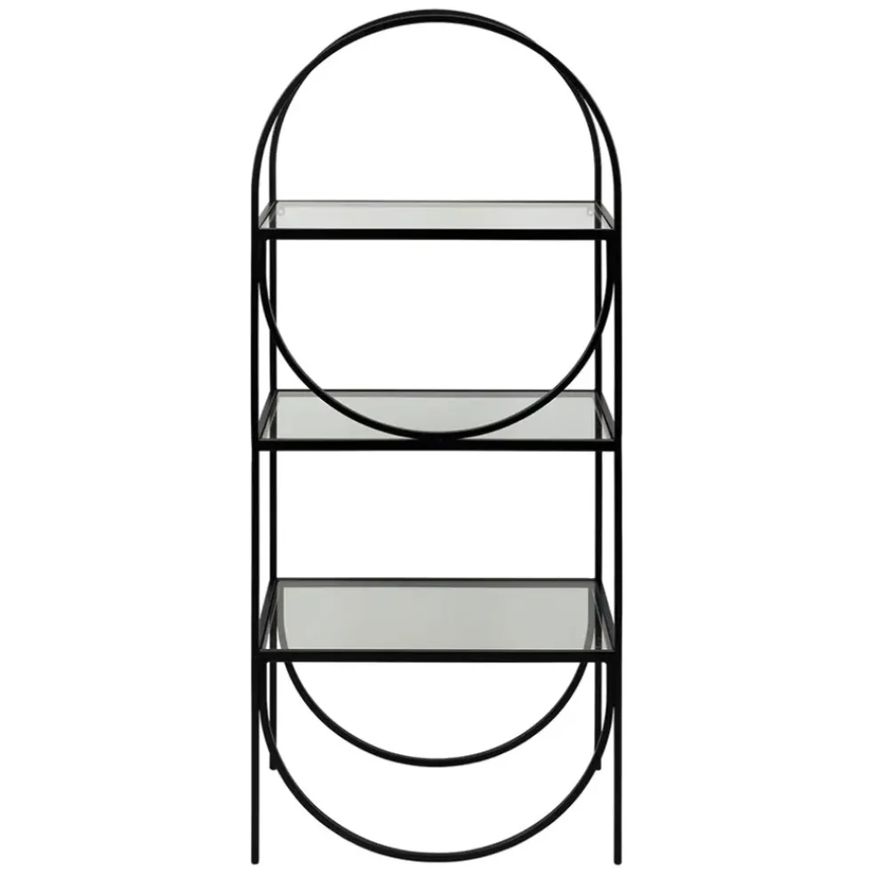 Étagère 3 niveaux en verre et fer noir h120cm - Lernet