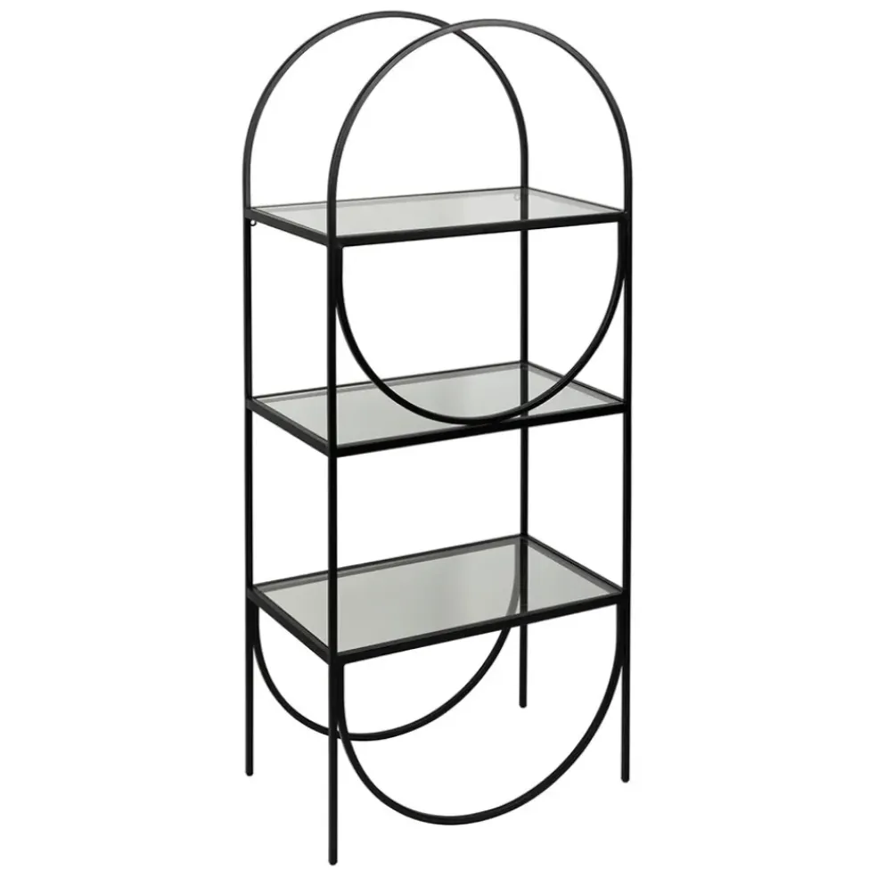 Étagère 3 niveaux en verre et fer noir h120cm - Lernet