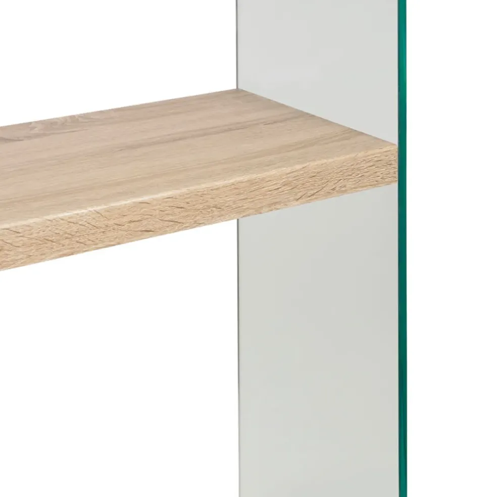 Étagère 3 niveaux en verre trempé et bois h165cm - Adela