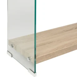Étagère 3 niveaux en verre trempé et bois h165cm - Adela