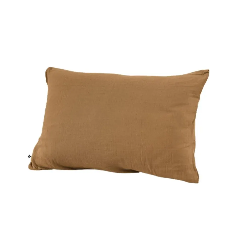 Taie d'oreiller camel en gaze de coton 50x70cm - Gaia