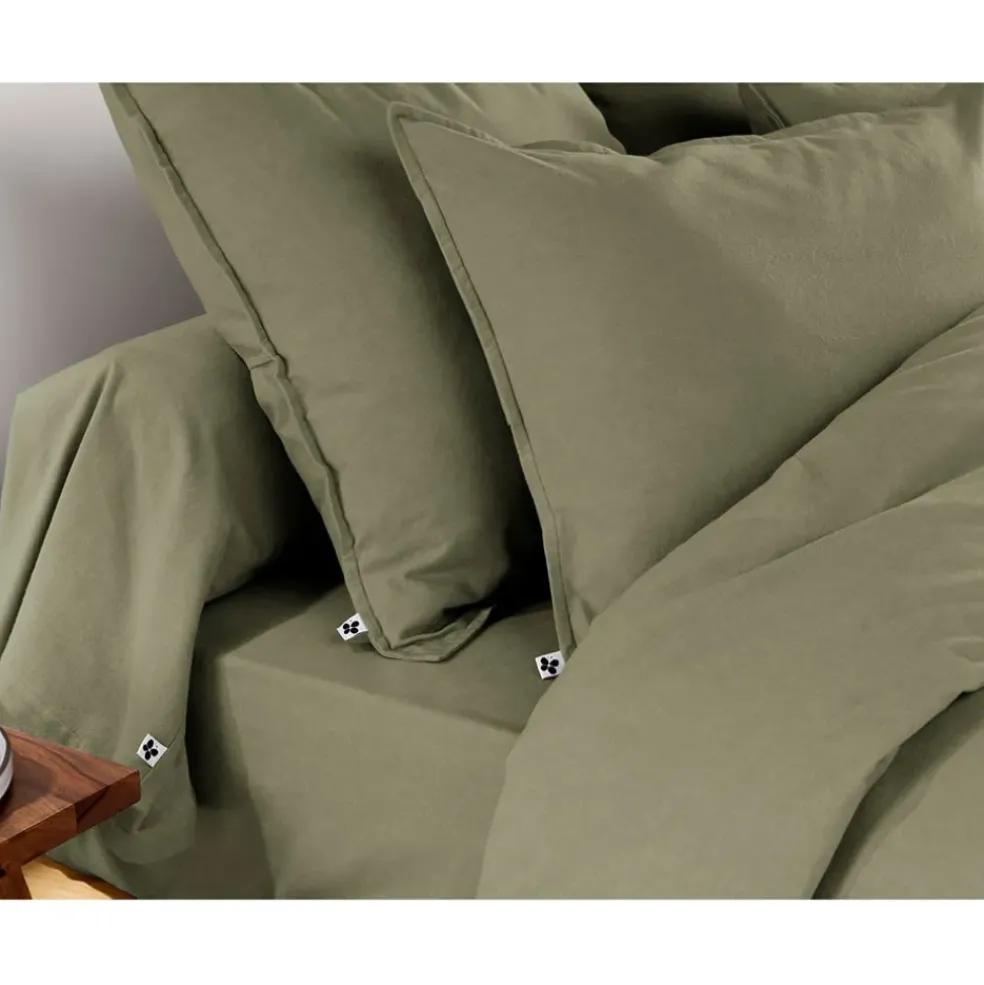 Taie d'oreiller en flanelle romarin 63x63cm - Candice