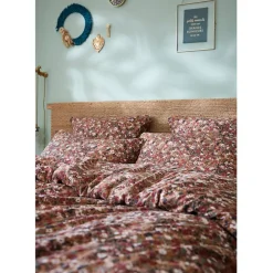 Taie d'oreiller en gaze de coton imprimée camel 50x70cm - Capucine