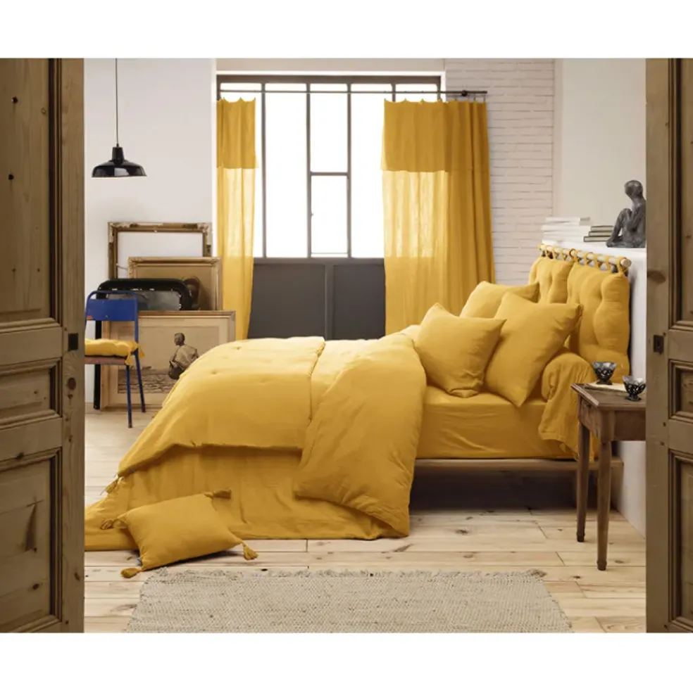 Taie d'oreiller safran en gaze de coton 60x60cm - Gaia