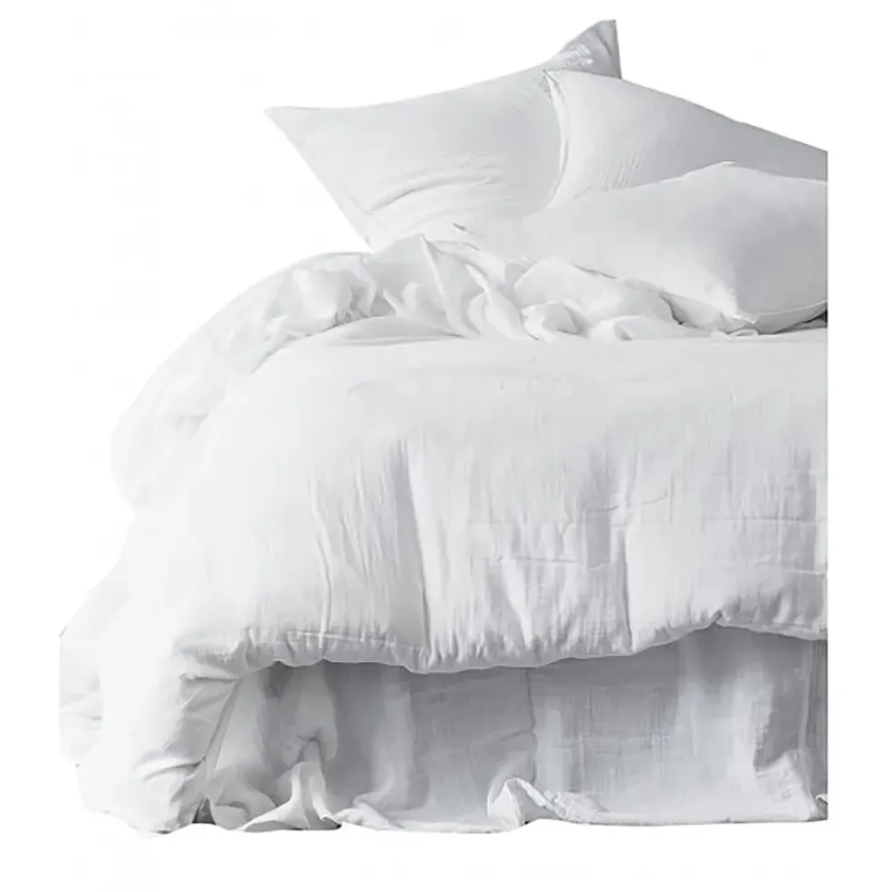 Taie oreiller dili blanc 50x70cm en voile de coton lavé