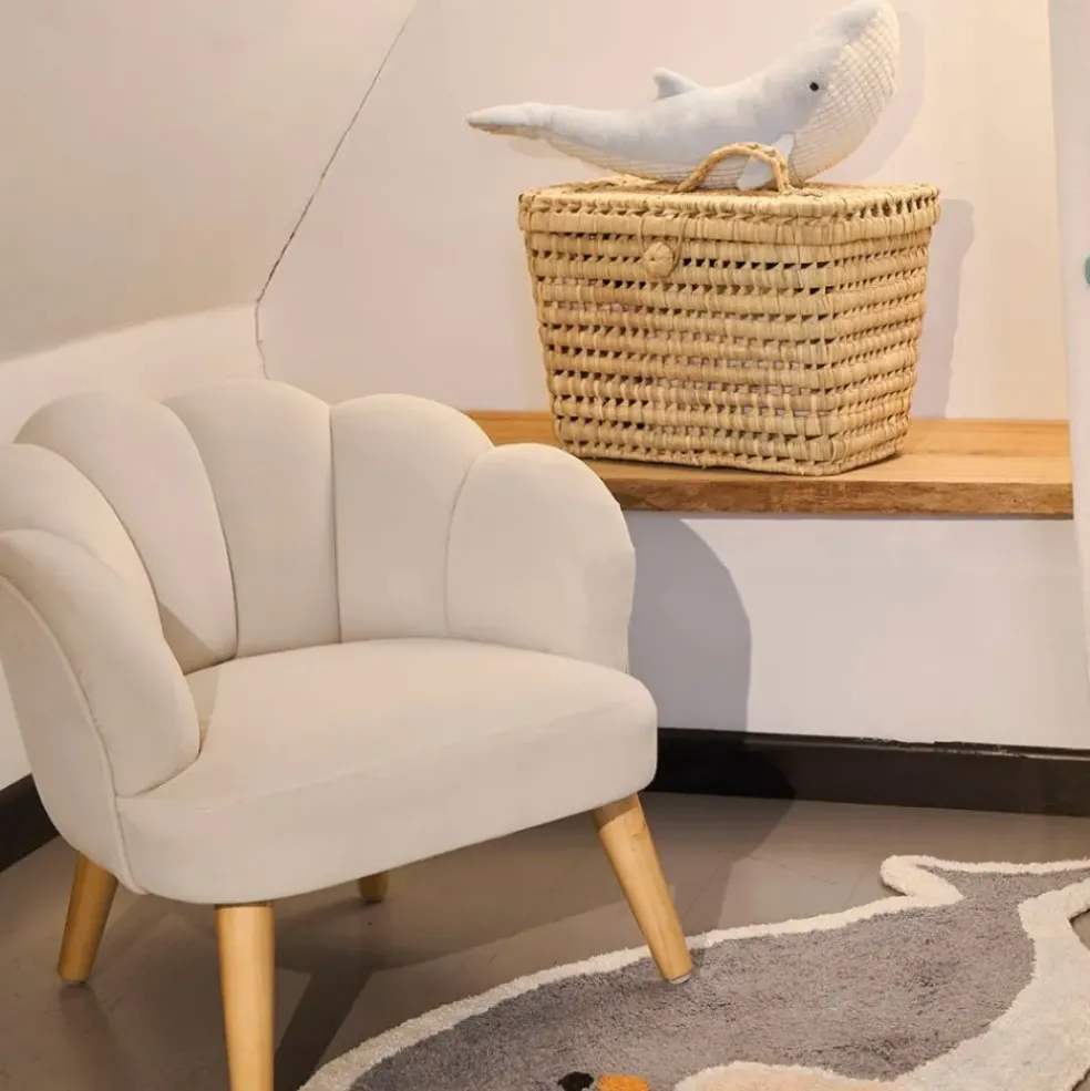 Tapis baleine tufté en coton bleu - Banquise