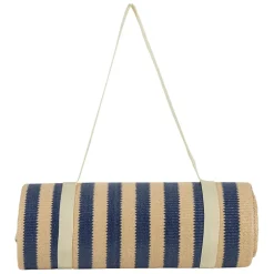 Tapis de plage en tissu rayé indigo et naturel 180x120cm - Medi