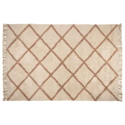 Tapis en coton blanc 230x160cm - Géométrique