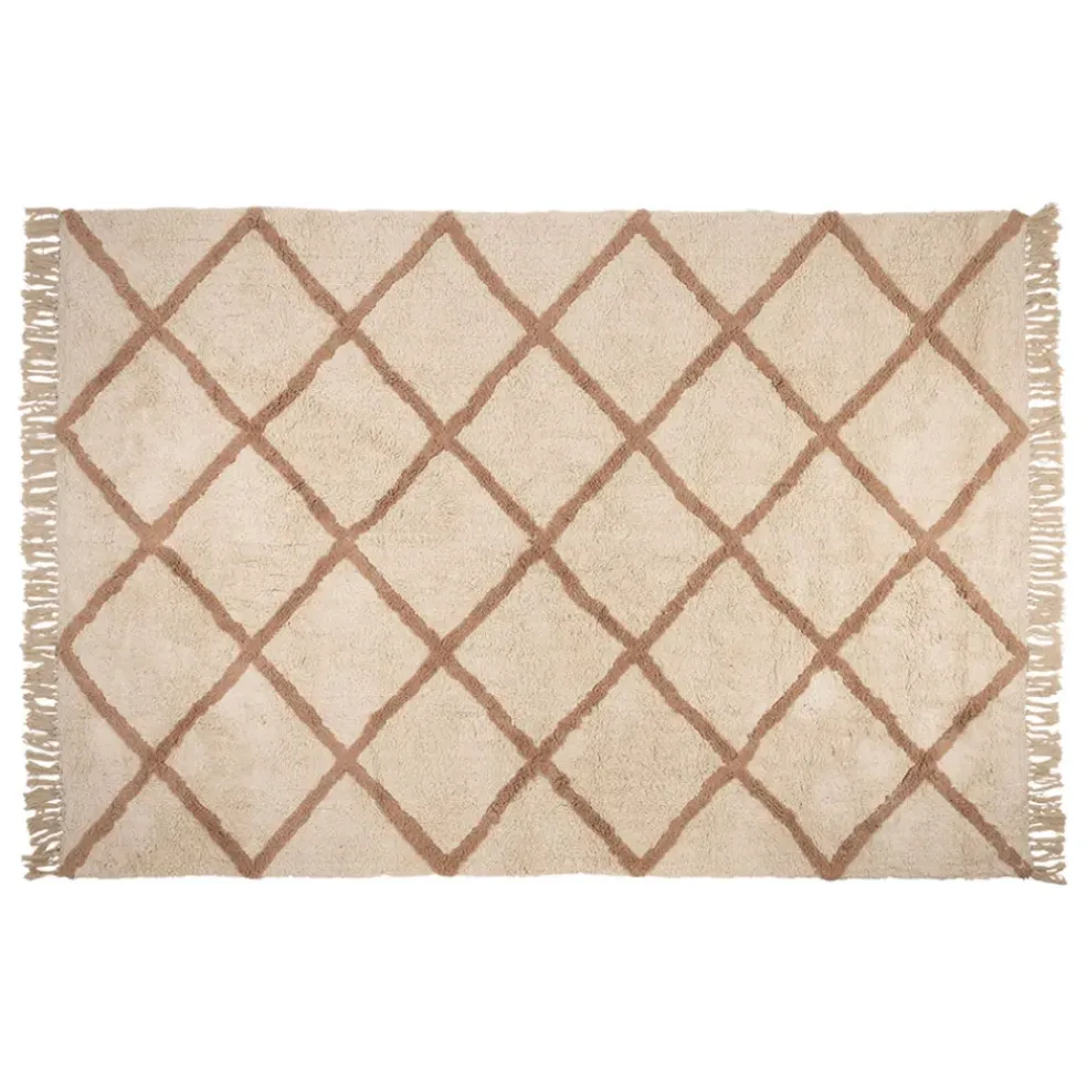 Tapis en coton blanc 230x160cm - Géométrique