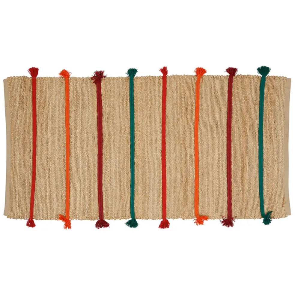 Tapis en jute et coton multicolore 140x70cm - Seguia