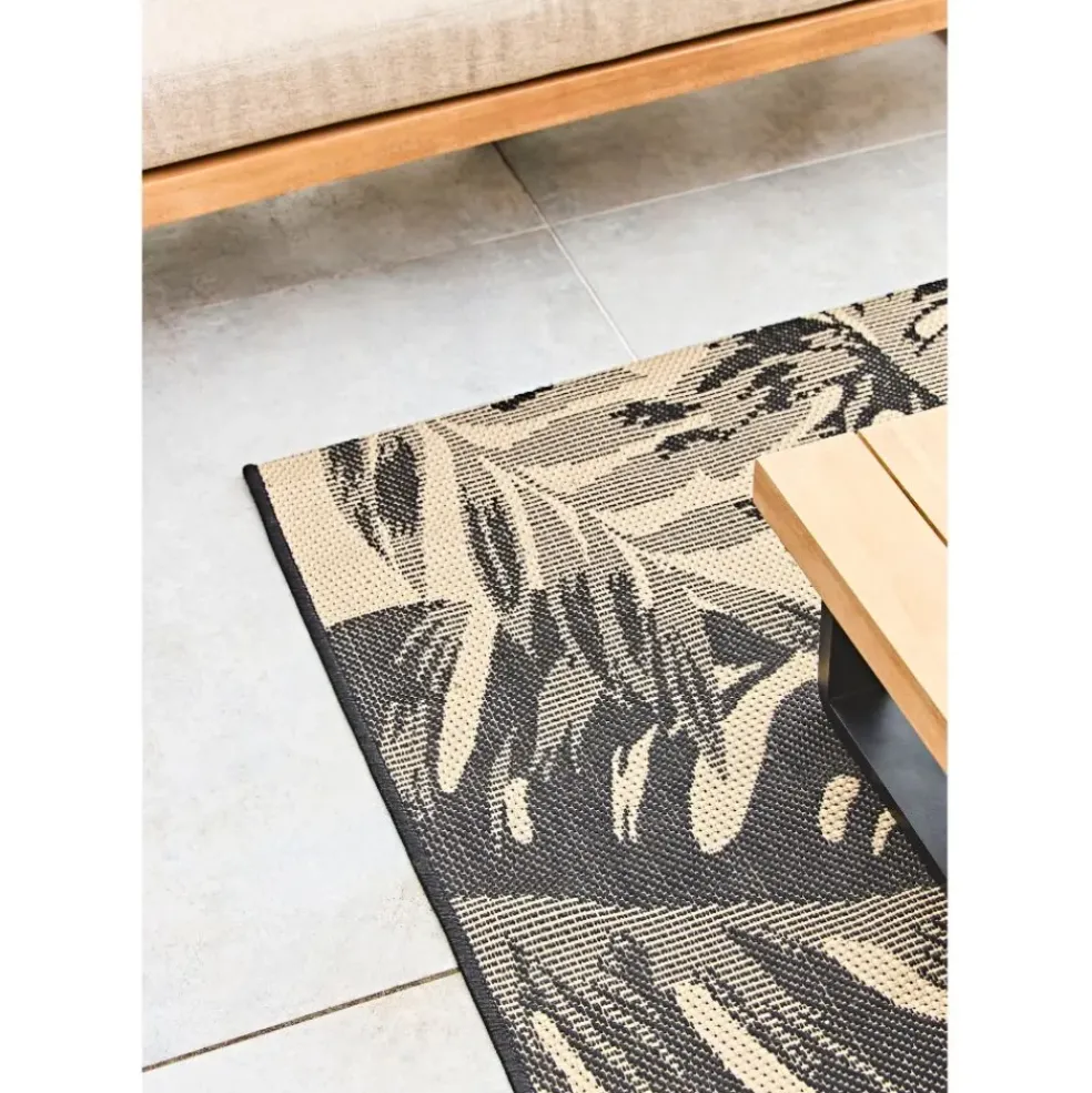 Tapis extérieur noir et naturel 120x180cm - Fleuri