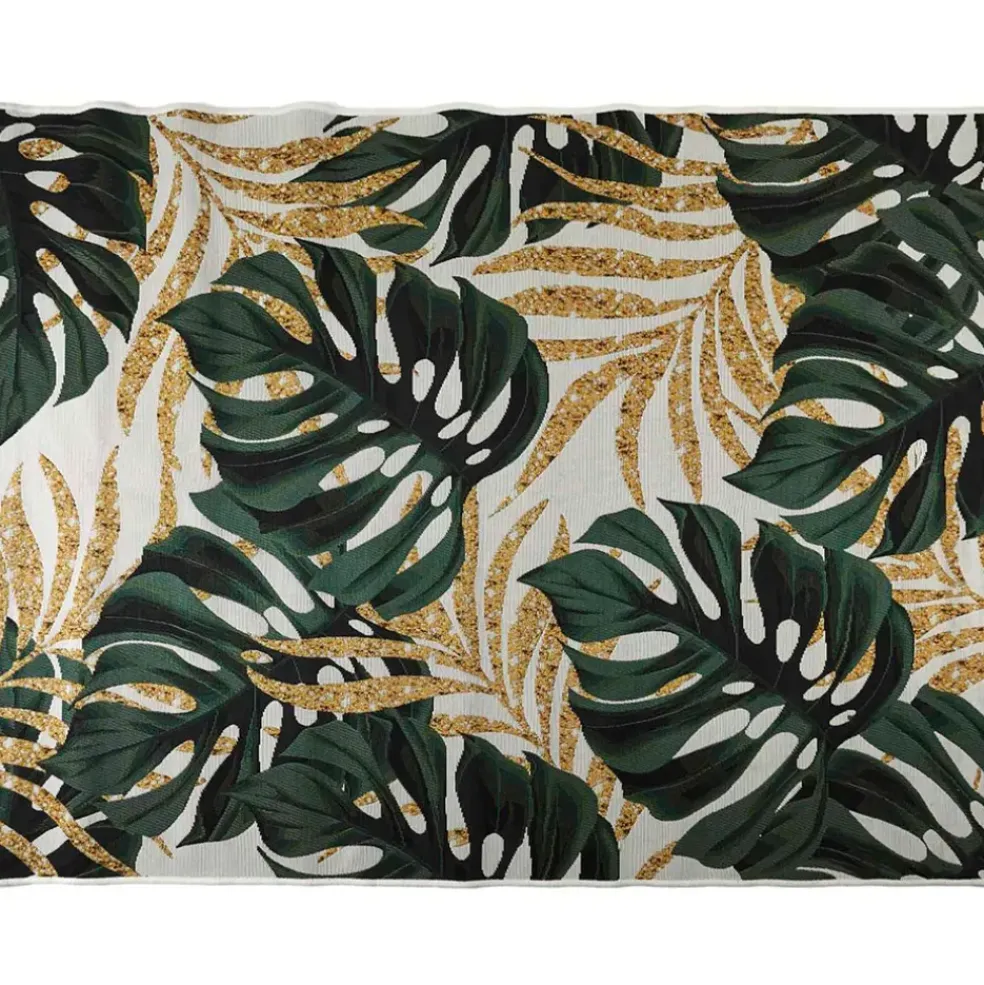 Tapis extérieur vert et doré 120x180cm - Fleuri