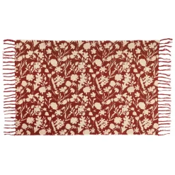 Tapis floral en coton rouge 120x80cm