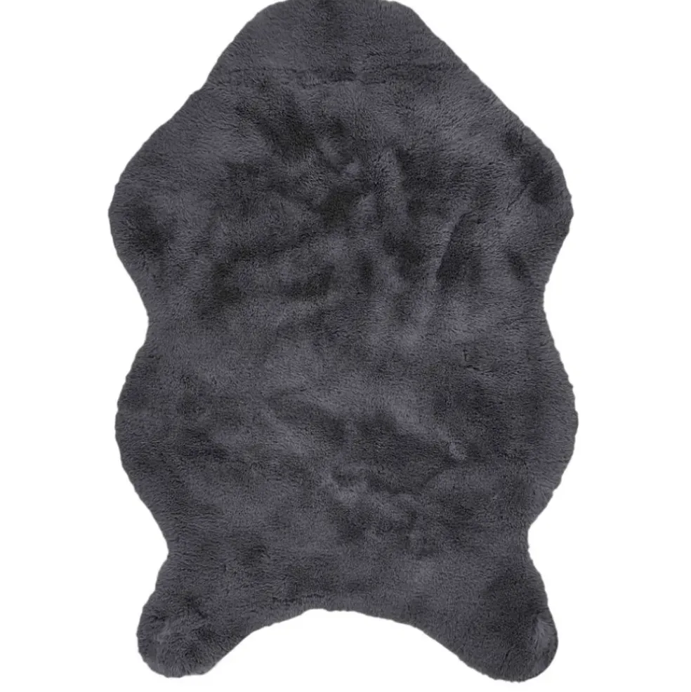 Tapis imitation fourrure poil fin gris 60x90cm