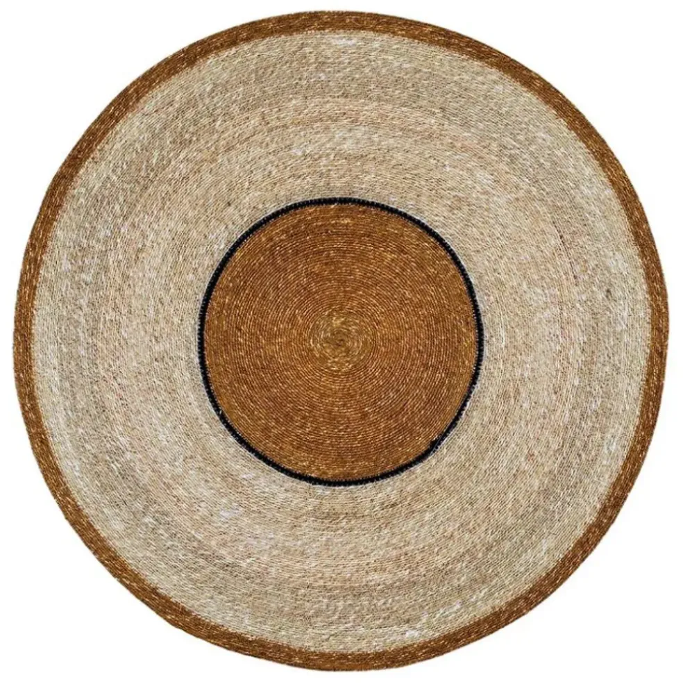 Tapis rond en jonc de mer naturel d90cm - Boho