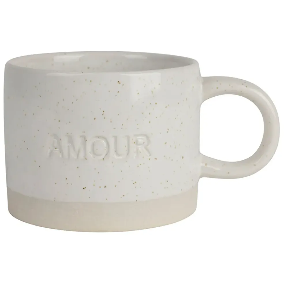 Tasse à thé amour en grès écru moucheté 30cl