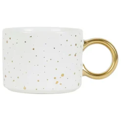Tasse à thé en grès blanc mat et doré 30cl - Astre