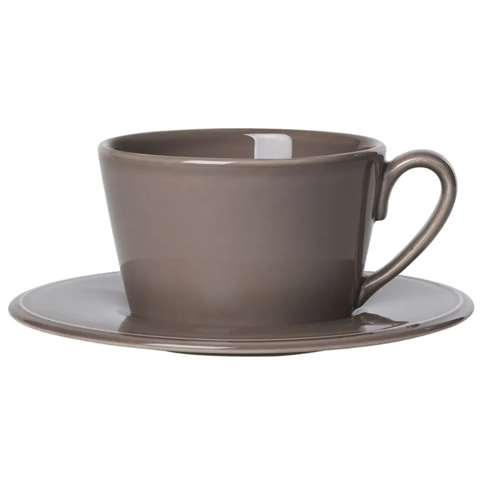 Tasse avec sous-tasse en faïence poivre - constance