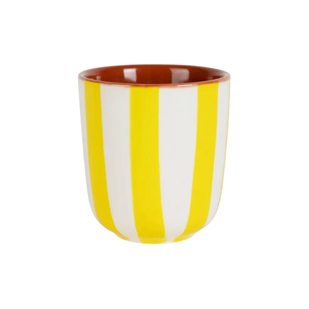 Tasse en grès rayée jaune et blanc 10cl - Alaria