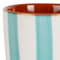 Tasse en grès rayée turquoise et blanc 10cl - Alaria