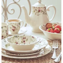 Tasse et sous-tasse en faïence multicolore - p'tites fleurs