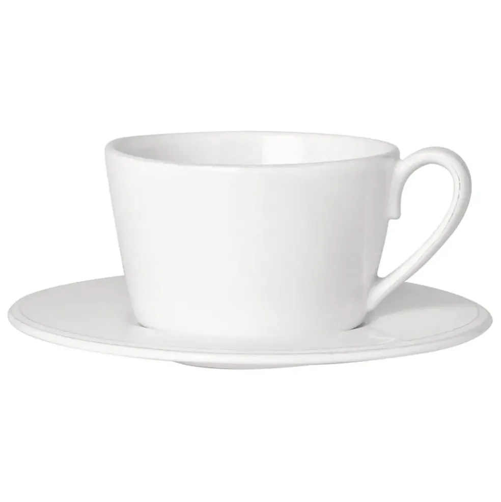Tasse et sous-tasse en faience blanche - constance
