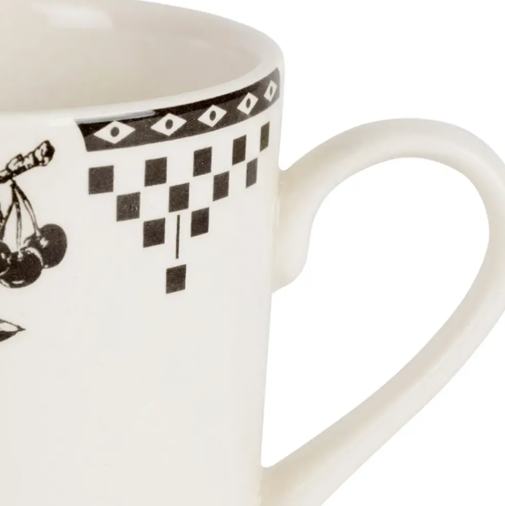 Tasse haute en faïence anthracite 34.5cl - Damier