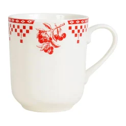 Tasse haute en faïence damier rouge - campagne