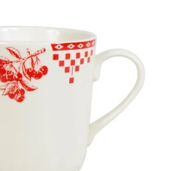 Tasse haute en faïence damier rouge - campagne