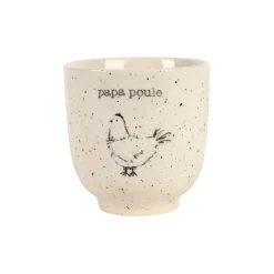 Tasse Papa en grès blanc moucheté 15cl - La Ferme