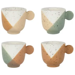 Tasses à café x4 en grès sauge et nude moucheté 14cl - Aurore
