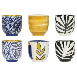 Tasses (x6) arty folk bleu 15cl en gres