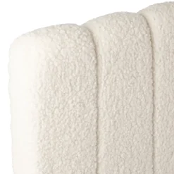 Tete lit en bouclette blanche et fer noir 160x100cm - Organic