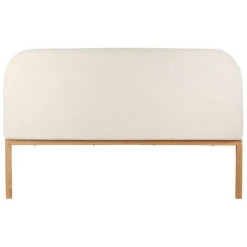 Tete lit en bouclettes ivoire et bois 160x100cm - Organic