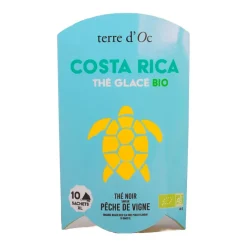 Thé noir glacé bio saveur pêche de vigne costa rica