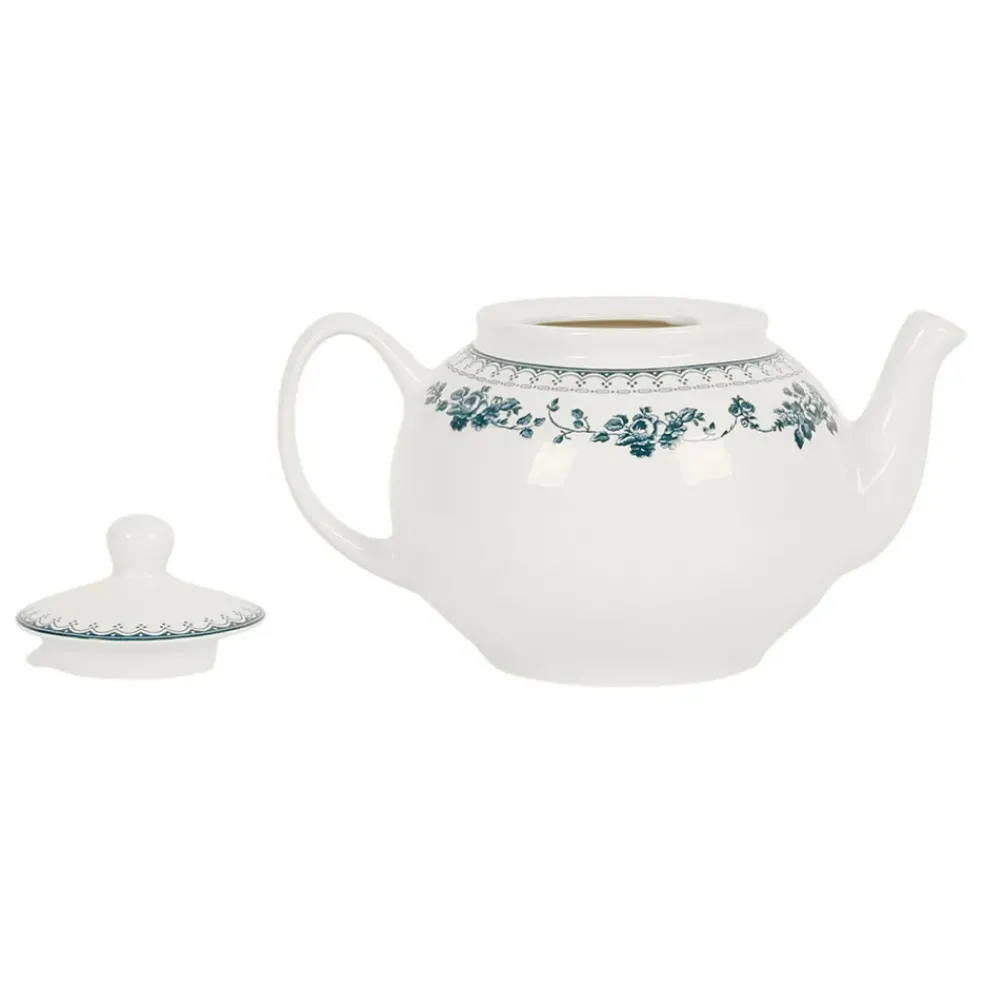 Theiere anglaise en faïence blanc et bleu ancien - Faustine