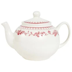 Théière anglaise en faïence blanc et bordeaux - faustine